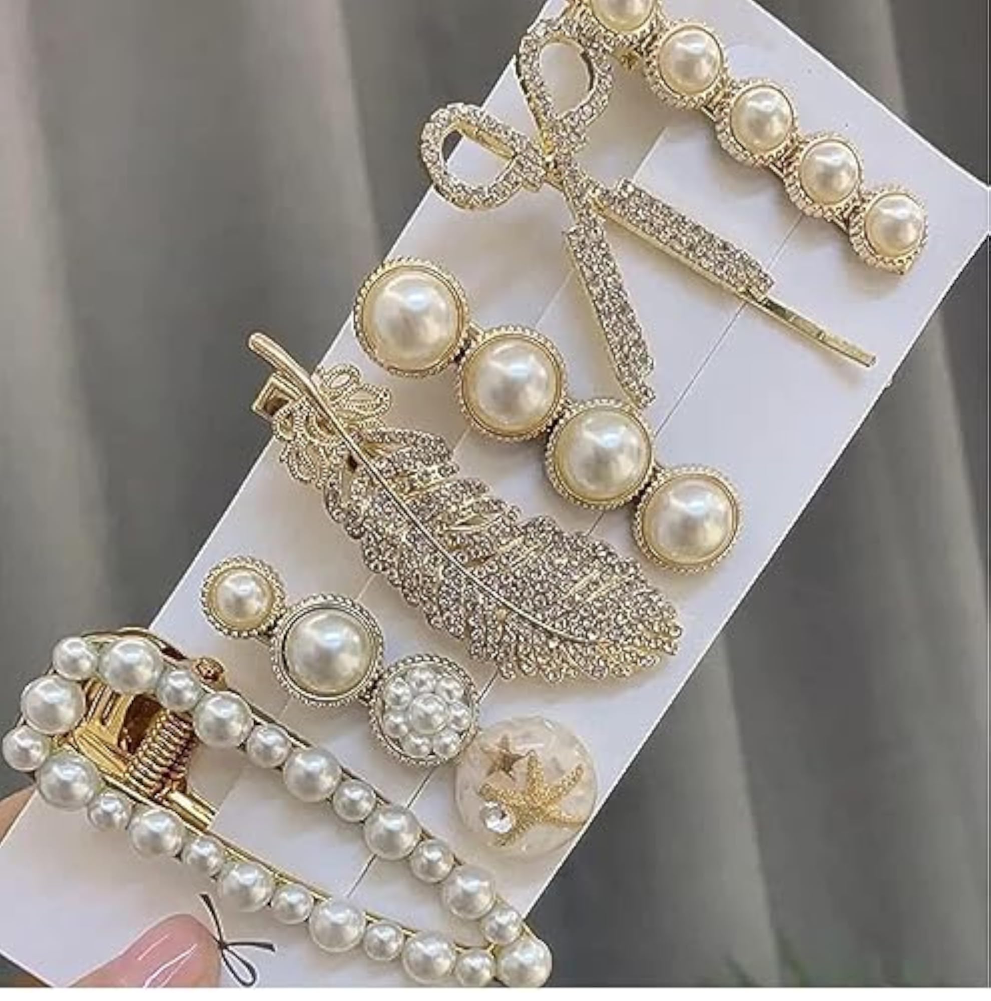 6 Piece Korean Style Pearl Metal Hair Clips Set